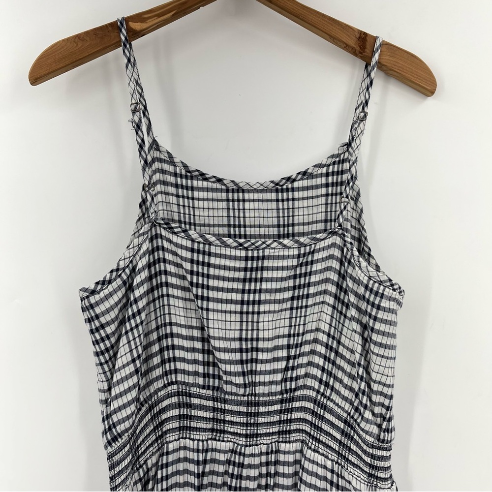 Toad&Co S Airbrush Maxi Dress Organic Cotton blue Stripe plaid sleeveless - Picture 11 of 13